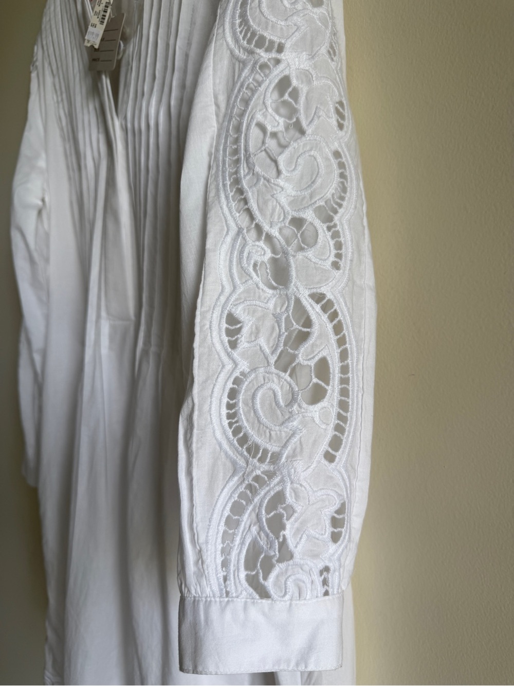 Madewell Pintucked Eyelet Mini Dress White Embroidered Cotton NWT Size S - Picture 6 of 13